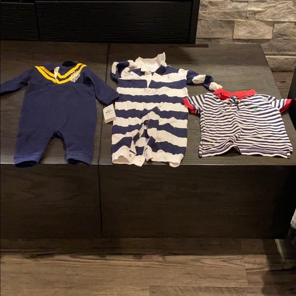 (2) Long Sleeve Rompers (1) Polo Shirt - Picture 1 of 4